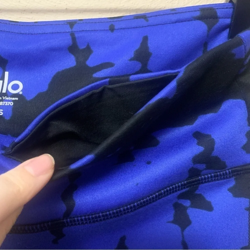 ALO Yoga Goddess Ribbed Legging Blue Black Tie Dye Size Small